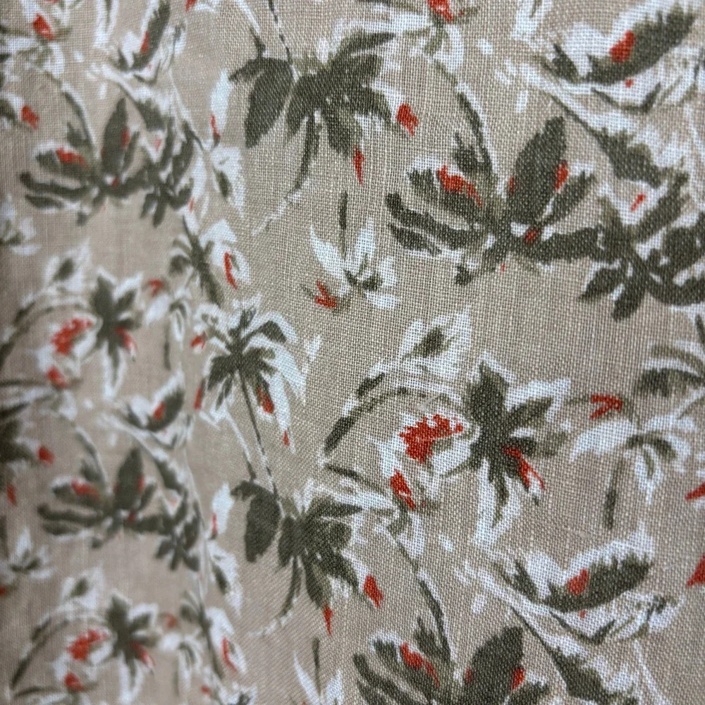 Cremieux 100% Linen Hawaiian Camp Shirt XXL Beige Tropical Palm Print
